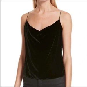 Alice + Olivia Harmon black velvet drapey tank top size S